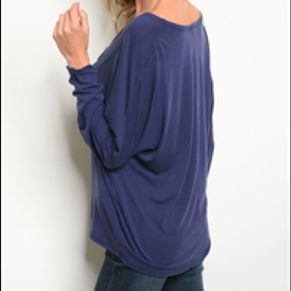 Navy Soft Long Sleeve Blouse - Picture 2 of 2
